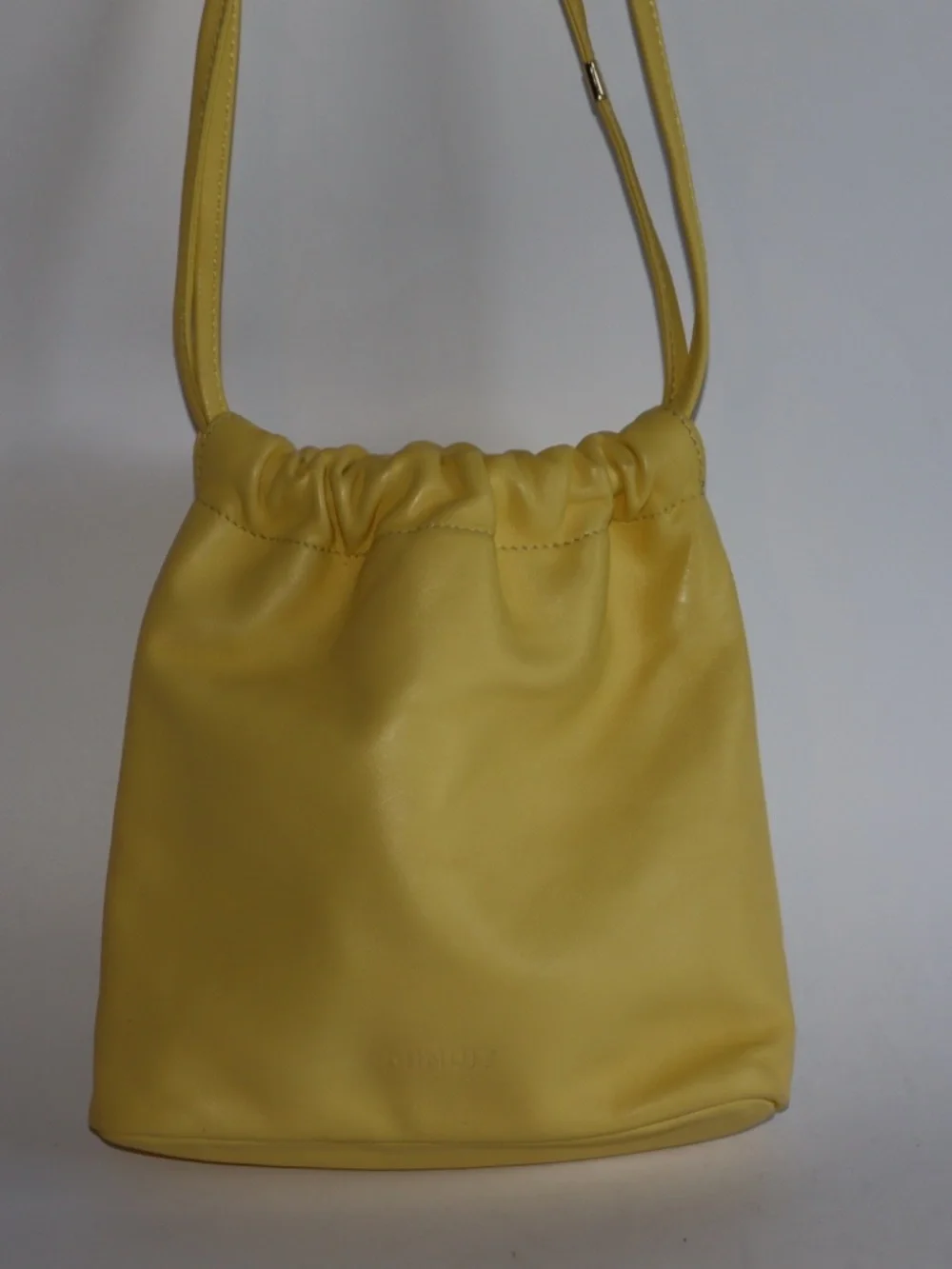 Drawstring Yellow Leather Pouch